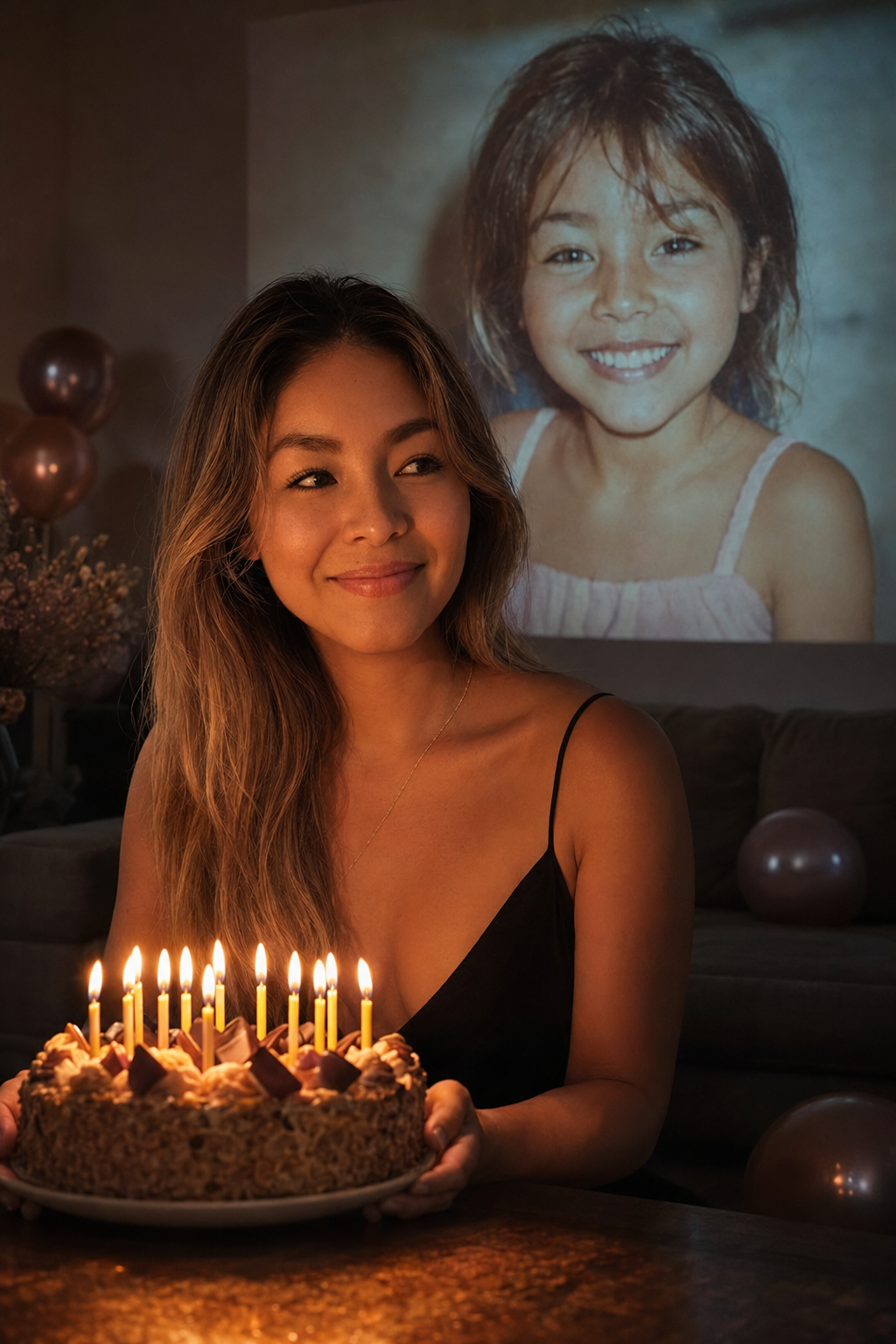 Cumpleaños con proyección de infancia